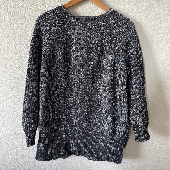 Ellen Tracy Knit Tunic Sweater Women’s L Black Marbled Cotton Rolled Round Neck - Picture 9 of 13